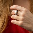 Серебряное кольцо "Сердечки" с жемчугом, синт. сапфирами и фианитами 1836/1р-PWTNS от ювелирного магазина Оникс - 1