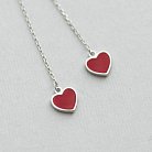 Срібні сережки "Сердечки" на ланцюжку (емаль) 122304 от ювелирного магазина Оникс - 5