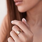 Золотое женское тройное кольцо с фианитами к02620 от ювелирного магазина Оникс - 1
