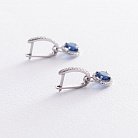 Серебряные серьги с белыми и синими фианитами 122922 от ювелирного магазина Оникс - 3