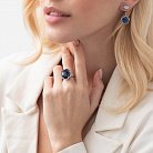 Золотое кольцо "Цветок" с синим сапфиром к1005 от ювелирного магазина Оникс - 3