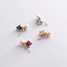 Золоті сережки - пусети "Альма" (рожеві фіаніти, перли) с08252 от ювелирного магазина Оникс - 3