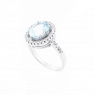 Серебряное кольцо с голубым топазом и фианитами 111453 от ювелирного магазина Оникс