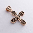 Золотой православный крест с чернением. Восемь святых п01404 от ювелирного магазина Оникс - 1