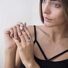 Серебряное кольцо "Сердце и клевер" с ониксом и фианитами 111770 от ювелирного магазина Оникс - 3