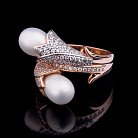 Золотое кольцо с жемчугом и фианитами к03813 от ювелирного магазина Оникс - 2