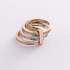 Золотое тройное кольцо з фианитами к02639 от ювелирного магазина Оникс - 3