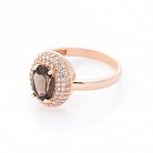 Золотое кольцо (дымчатый кварц, фианиты) к04658 от ювелирного магазина Оникс - 2