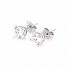 Срібні сережки-пусети з фіанітами 121690 от ювелирного магазина Оникс