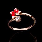 Золотое детское кольцо "Бабочка" с эмалью и фианитом к03698 от ювелирного магазина Оникс - 2
