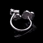 Срібний перстень "Метелик і клевер" з оніксом і фіанітами 111772 от ювелирного магазина Оникс - 1