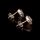 Золотые серьги-гвоздики с фианитами с03891 от ювелирного магазина Оникс - 2