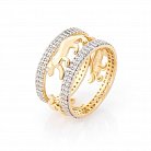 Золотое кольцо с тиграми (фианиты) к05617 от ювелирного магазина Оникс