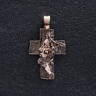 Золотой крест "Иисус Христом в терновом венце на дереве" п03900 от ювелирного магазина Оникс - 1