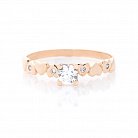 Золотое кольцо с сердечками (фианиты) к05849 от ювелирного магазина Оникс - 2