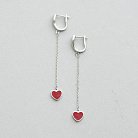 Срібні сережки "Сердечки" на ланцюжку (емаль) 122304 от ювелирного магазина Оникс - 6