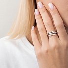 Золотое тройное кольцо с фианитами к02643 от ювелирного магазина Оникс - 1