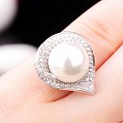 Срібний перстень (фіаніти, штучні перли). 111228 от ювелирного магазина Оникс - 3