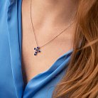 ﻿Золотий хрестик з синіми сапфірами і діамантами пб0294nl от ювелирного магазина Оникс - 3