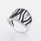 Золотое кольцо с белыми и черными фианитами к03456 от ювелирного магазина Оникс