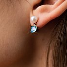 Золоті сережки - пусети "Альма" (блакитні фіаніти, перли) с08253 от ювелирного магазина Оникс - 10