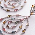Серебряные серьги "Сальма" с разноцветными фианитами и турмалином 539 от ювелирного магазина Оникс - 4