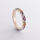 Золотое кольцо с дорожкой разноцветных натуральных камней к07617 от ювелирного магазина Оникс