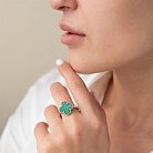 Серебряное кольцо "Клевер" с малахитом 111681 от ювелирного магазина Оникс - 6