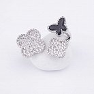 Срібний перстень "Метелик і клевер" з оніксом і фіанітами 111772 от ювелирного магазина Оникс - 2