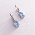 Срібні сережки з блакитними топазами і фіанітами 121334 от ювелирного магазина Оникс - 2