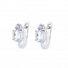 Женские серебряные серьги (голубой топаз, фианиты) 121336 от ювелирного магазина Оникс