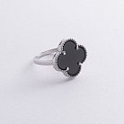 Серебряное кольцо "Клевер" (оникс) 112771 от ювелирного магазина Оникс
