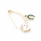 Золотая булавка "Hello Kitty и подкова" зак00256 от ювелирного магазина Оникс - 1