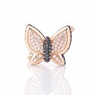 Золотое кольцо "Бабочка" с фианитами к06097 от ювелирного магазина Оникс - 2