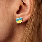 Серьги - пусеты "Сердце Украины" в серебре (голубая и желтая эмаль) 1016 от ювелирного магазина Оникс - 3