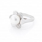 Серебряное кольцо "Цветок" (культ. пресн. жемчуг, фианит) 111791 от ювелирного магазина Оникс - 1
