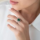 Серебряное кольцо с хризопразом и фианитами 111508 от ювелирного магазина Оникс - 4