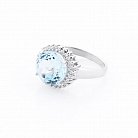 Серебряное кольцо с голубым топазом и фианитами 111433 от ювелирного магазина Оникс - 1