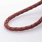 Кожаный коричневый шнурок с гладкой серебряной застежкой (3мм) 18436 от ювелирного магазина Оникс - 1