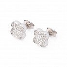 Серебряные серьги-пусеты с фианитами "Клевер" 121662 от ювелирного магазина Оникс - 2