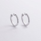 Сережки - кільця з діамантами (біле золото) 340131121 от ювелирного магазина Оникс