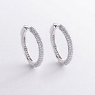Серебряные серьги - кольца с фианитами 123303 от ювелирного магазина Оникс