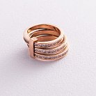 Тройное кольцо из красного золота с фианитами к02642 от ювелирного магазина Оникс - 3