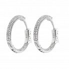 Серебряные серьги-кольца с фианитами 12910 от ювелирного магазина Оникс - 1