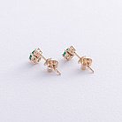 Золоті сережки - пусети (діаманти, смарагди) сб0512sm от ювелирного магазина Оникс - 2