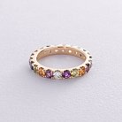 Золотое кольцо с дорожкой разноцветных натуральных камней к07617 от ювелирного магазина Оникс - 2