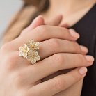 Золотое кольцо "Цветочки" с фианитами к02910 от ювелирного магазина Оникс