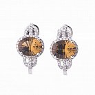Золоті сережки з кварцом і діамантами с633 от ювелирного магазина Оникс - 1