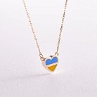 Колье "С Украиной в сердце" в желтом золоте (голубая и желтая эмаль) кол02263 от ювелирного магазина Оникс