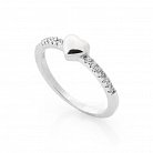 Серебряное кольцо с сердечком (фианиты) 112045 от ювелирного магазина Оникс